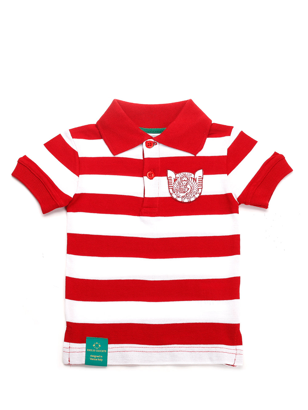 Children s red striped polo shirt Emilio Ceccato