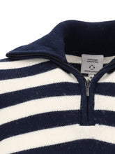 Carica l'immagine nel visualizzatore di Gallery, Maglione in 100% lana merino a righe blu e bianche