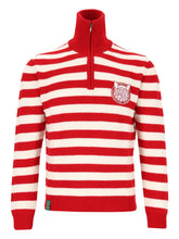 Carica l'immagine nel visualizzatore di Gallery, Maglione in 100% lana merino a righe rosse e bianche