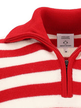 Carica l'immagine nel visualizzatore di Gallery, Maglione in 100% lana merino a righe rosse e bianche
