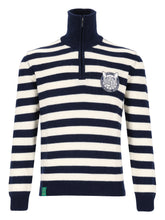 Carica l'immagine nel visualizzatore di Gallery, Maglione in 100% lana merino a righe blu e bianche
