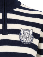 Carica l'immagine nel visualizzatore di Gallery, Maglione in 100% lana merino a righe blu e bianche
