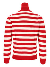 Carica l'immagine nel visualizzatore di Gallery, Maglione in 100% lana merino a righe rosse e bianche
