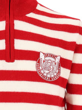 Carica l'immagine nel visualizzatore di Gallery, Maglione in 100% lana merino a righe rosse e bianche
