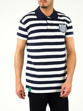 Upload the image to the Gallery Viewer, Blue and white gondolier polo shirt
